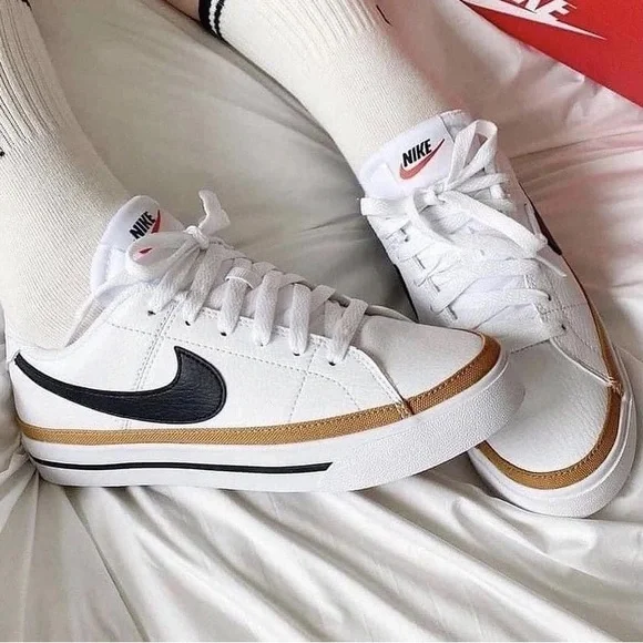 Nike Court Legacy GS White Black Desert Orchard DA5380-102 Youth Women - Picture 1 of 5